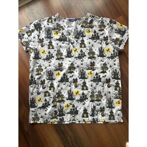 Zikit Brand‎ Scrub Top Halloween Fall Themed Size Medium